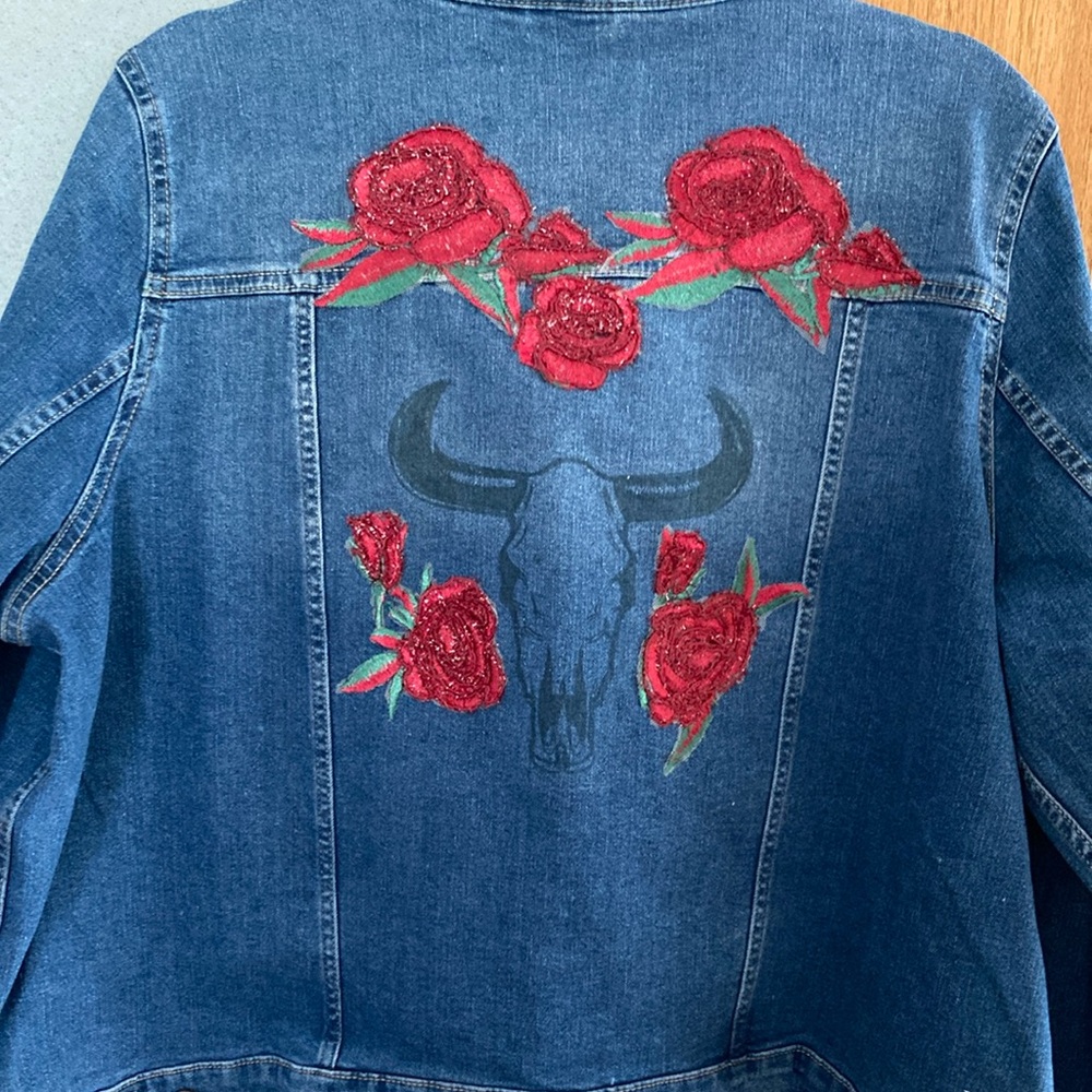 Calvin Klein Jeans Blue Denim Jacket with Silver Bull Detail